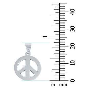 925 Sterling Silver Plain Peace Sign Charm Pendant Fashion Jewelry